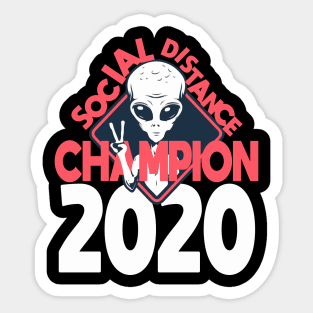 Social Distancing Champion - Alien - UFOs - 2020 Sticker